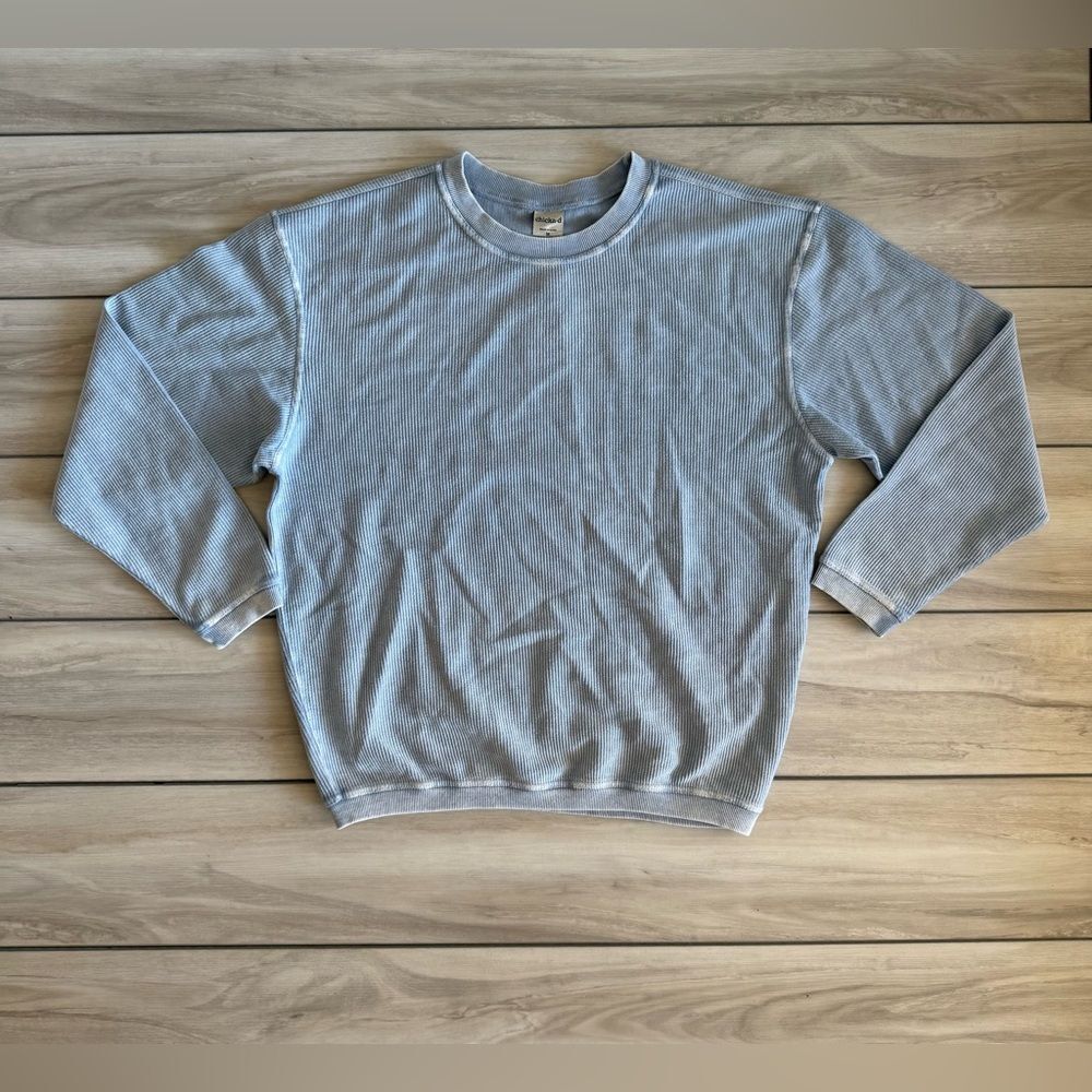 Chicka-d Ribbed Long Sleeve Shirt Blue Medium NWT